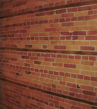 Exposed interior brick after cleaning